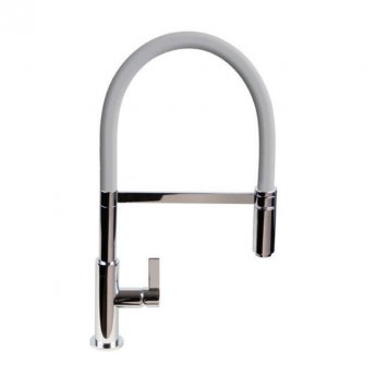 The 1810 Company Spirale Chrome Spout Sink Mixer Tap with Flexible Hose - Light Grey