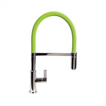 The 1810 Company Spirale Chrome Spout Sink Mixer Tap with Flexible Hose - Lime
