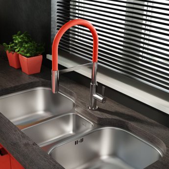 The 1810 Company Spirale Chrome Spout Sink Mixer Tap with Flexible Hose - Red