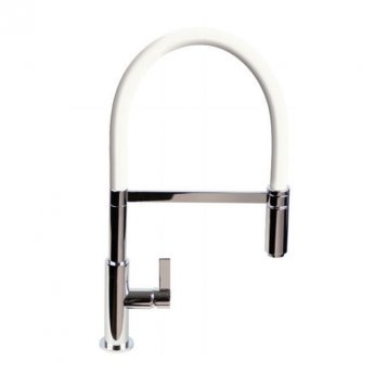 The 1810 Company Spirale Chrome Spout Sink Mixer Tap with Flexible Hose - White