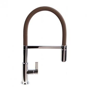 The 1810 Company Spirale Brushed Steel Spout Sink Mixer Tap with Flexible Hose - Chocolate | Product Image