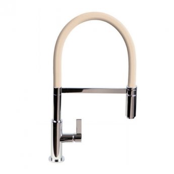 The 1810 Company Spirale Brushed Steel Spout Sink Mixer Tap with Flexible Hose - Latte | Product Image