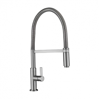 The 1810 Company Spirale Spout Kitchen Sink Mixer Tap with Spring Hose - Brushed Steel