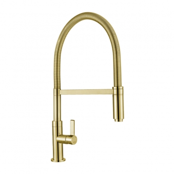 The 1810 Company Spirale Spout Kitchen Sink Mixer Tap with Spring Hose - Gold/Brass