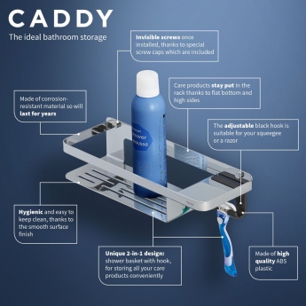 Tiger Caddy Shower Basket with Towel Hook 320mm - Chrome