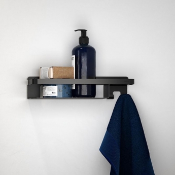 Tiger Caddy Shower Basket with Towel Hook 320mm - Black