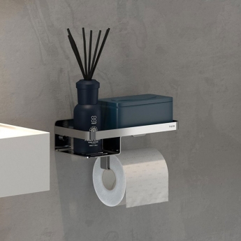 Tiger Caddy Toilet Roll Holder with Shelf - Chrome