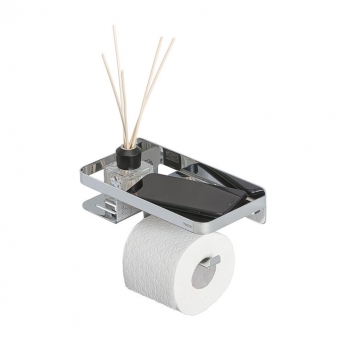 Tiger Caddy Toilet Roll Holder with Shelf - Chrome