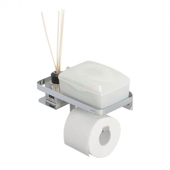 Tiger Caddy Toilet Roll Holder with Shelf - Chrome