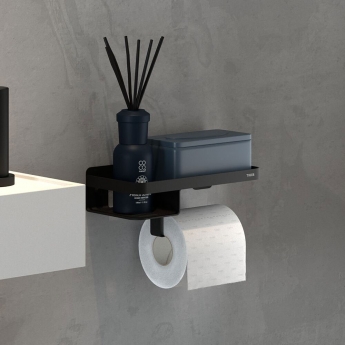 Tiger Caddy Toilet Roll Holder with Shelf - Black