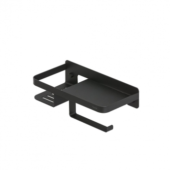 Tiger Caddy Toilet Roll Holder with Shelf - Black
