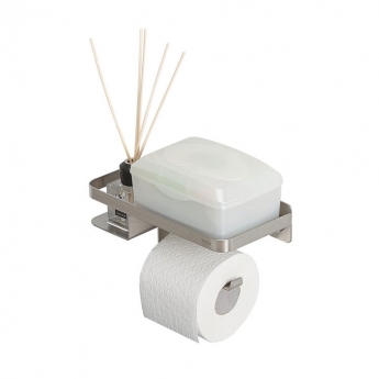 Tiger Caddy Toilet Roll Holder with Shelf - Brushed Stainless Steel