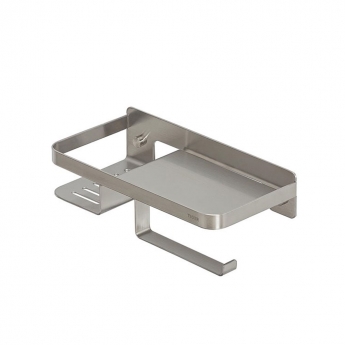 Tiger Caddy Toilet Roll Holder with Shelf - Brushed Stainless Steel