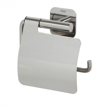 Tiger Colar Toilet Roll Holder with Cover - Polished Stainless Steel
