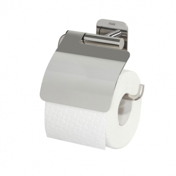 Tiger Colar Toilet Roll Holder with Cover - Polished Stainless Steel
