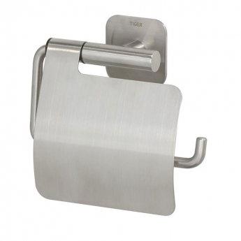 Tiger Colar Toilet Roll Holder with Cover Brushed Stainless Steel