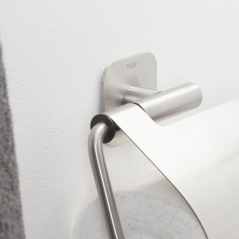 Tiger Colar Toilet Roll Holder with Cover Brushed Stainless Steel