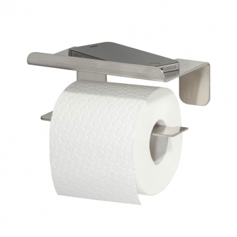 Tiger Colar Toilet Roll Holder with Shelf - Brushed Stainless Steel | Product Image