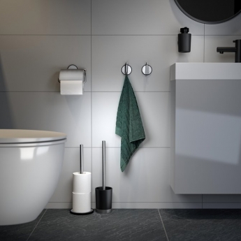 Tiger Tune Toilet Roll Holder with Cover - Brushed Stainless Steel/Black