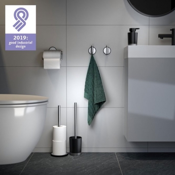 Tiger Tune Spare Toilet Roll Holder Freestanding - Brushed Stainless Steel/Black