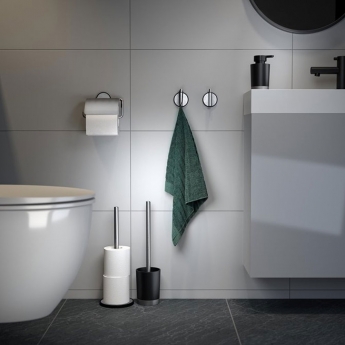 Tiger Tune Spare Toilet Roll Holder Freestanding - Brushed Stainless Steel/Black