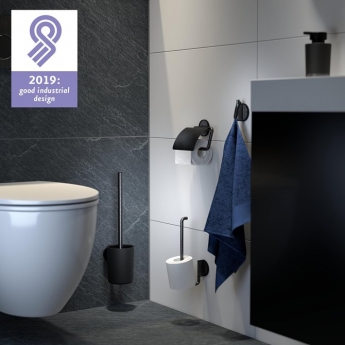 Tiger Tune Toilet Roll Holder with Cover - Brushed Metal Black/Black | Product Image