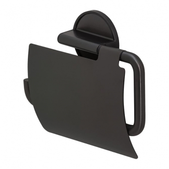 Tiger Tune Toilet Roll Holder with Cover - Brushed Metal Black/Black | Product Image