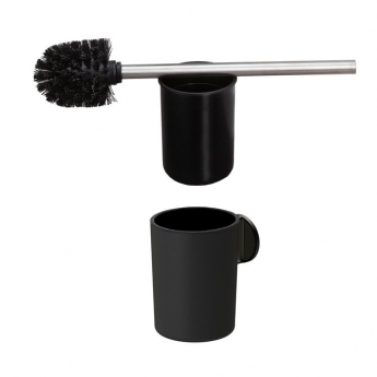 Tiger Tune Toilet Brush and Holder - Brushed Stainless Steel/Black