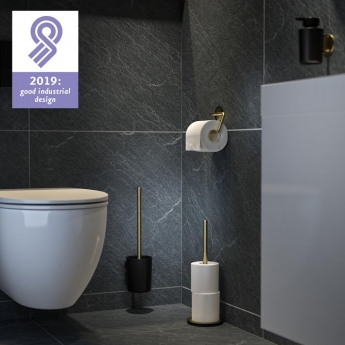 Tiger Tune Toilet Brush and Holder - Brushed Brass/Black