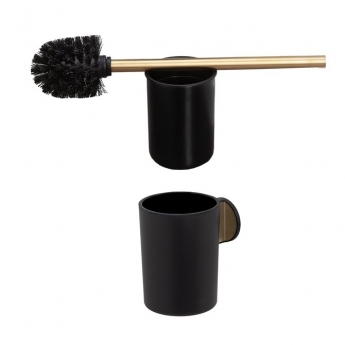 Tiger Tune Toilet Brush and Holder - Brushed Brass/Black