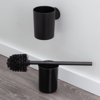 Tiger Tune Toilet Brush and Holder - Brushed Metal Black/Black