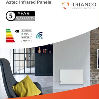 Trianco Aztec Infrared Ceramic Heating Panel 900mm H x 450mm W - White