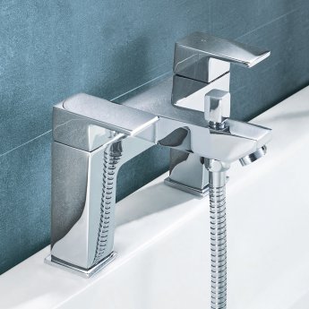 Delphi Hiron Bath Shower Mixer Tap with Shower Kit Pillar Mounted - Chrome