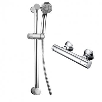 Delphi Sharo Thermostatic Round Bar Mixer Shower with Shower Kit - Chrome