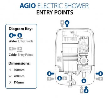 Triton Agio Electric Shower 8.5kW - White/Chrome