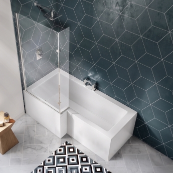 Trojan Elite L-Shaped Square Shower Bath 1675mm x 700mm/850mm with Front Panel and Screen | Product Image