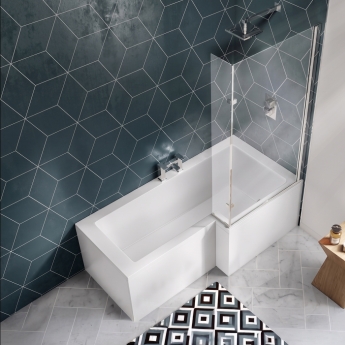 Trojan Elite L-Shaped Square Shower Bath 1675mm x 700mm/850mm with Front Panel and Screen | Product Image