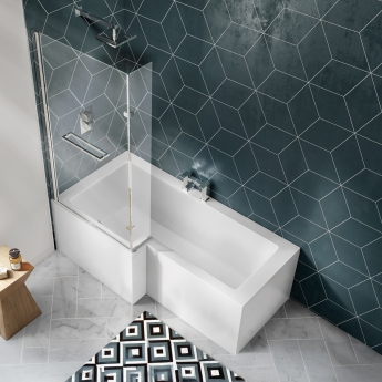 Trojan Elite L-Shaped Square Shower Bath 1675mm x 700mm/850mm with Front Panel and Screen