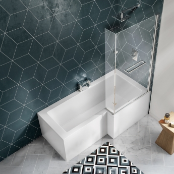 Trojan Elite L-Shaped Square Shower Bath 1675mm x 700mm/850mm with Front Panel and Screen