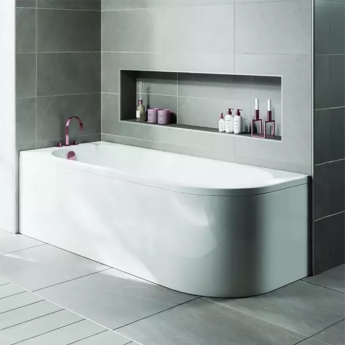 Trojan J-Shaped Curved Rectangular Bath 1700mm x 750mm (inc Wraparound Panel)