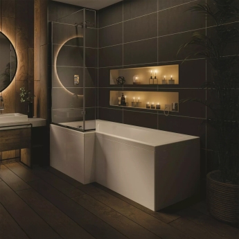 Trojan Solarna L-Shaped Square Shower Bath 1700mm x 700mm/850mm  with Front Panel and Screen | Product Image