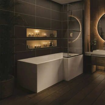 Trojan Solarna L-Shaped Square Shower Bath 1700mm x 700mm/850mm  with Front Panel and Screen