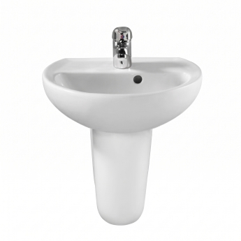 Twyford Alcona Handrinse Basin & Semi Pedestal 400mm Wide 1 Tap Hole | Product Image