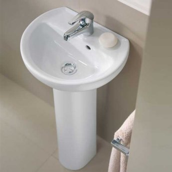 Twyford Alcona Handrinse Basin & Full Pedestal 400mm Wide 1 Tap Hole