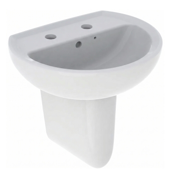 Twyford Alcona Handrinse Basin & Semi Pedestal 400mm Wide 2 Tap Hole | Product Image