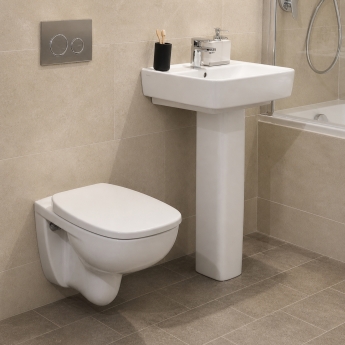 Twyford Alcona Handrinse Basin & Square Full Pedestal 500mm Wide 1 Tap Hole | Product Image