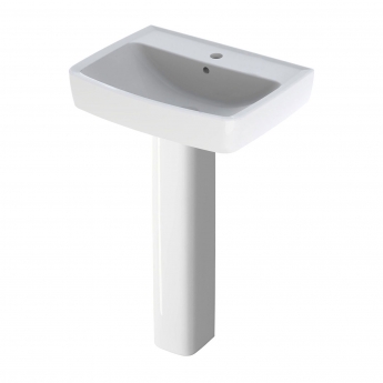 Twyford Alcona Basin and Full Pedestal 600mm Wide - 1 Tap Hole