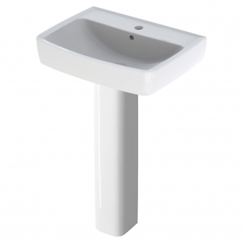 Twyford Alcona Basin and Full Pedestal 600mm Wide - 1 Tap Hole