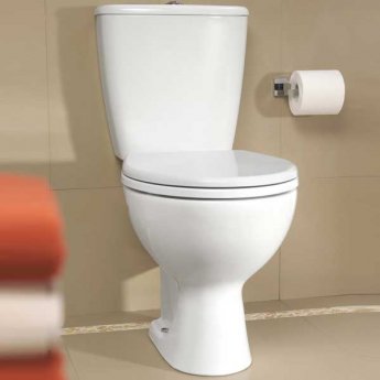 Twyford Alcona Close Coupled Toilet Vertical Outlet Push Button Cistern - Soft Close Seat