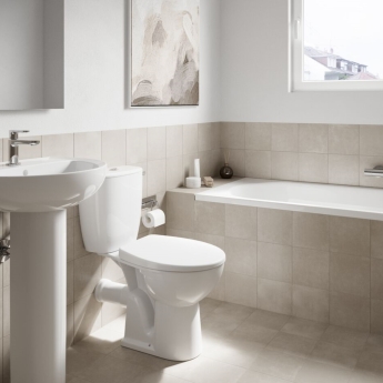 Twyford Alcona Close Coupled Toilet Round Push Button Cistern - Soft Close Seat | Product Image